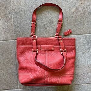Coach Hamilton F13089 Red Pebbled Leather Y2K Tote • Women’s Shoulder Bag